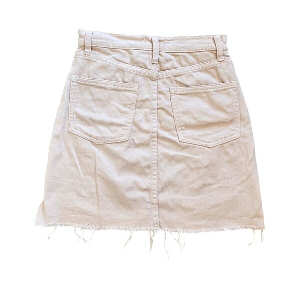 Wilfred Aritzia Light Pink Distressed Hem Denim Mini Skirt Sz 2 - Picture 4 of 6